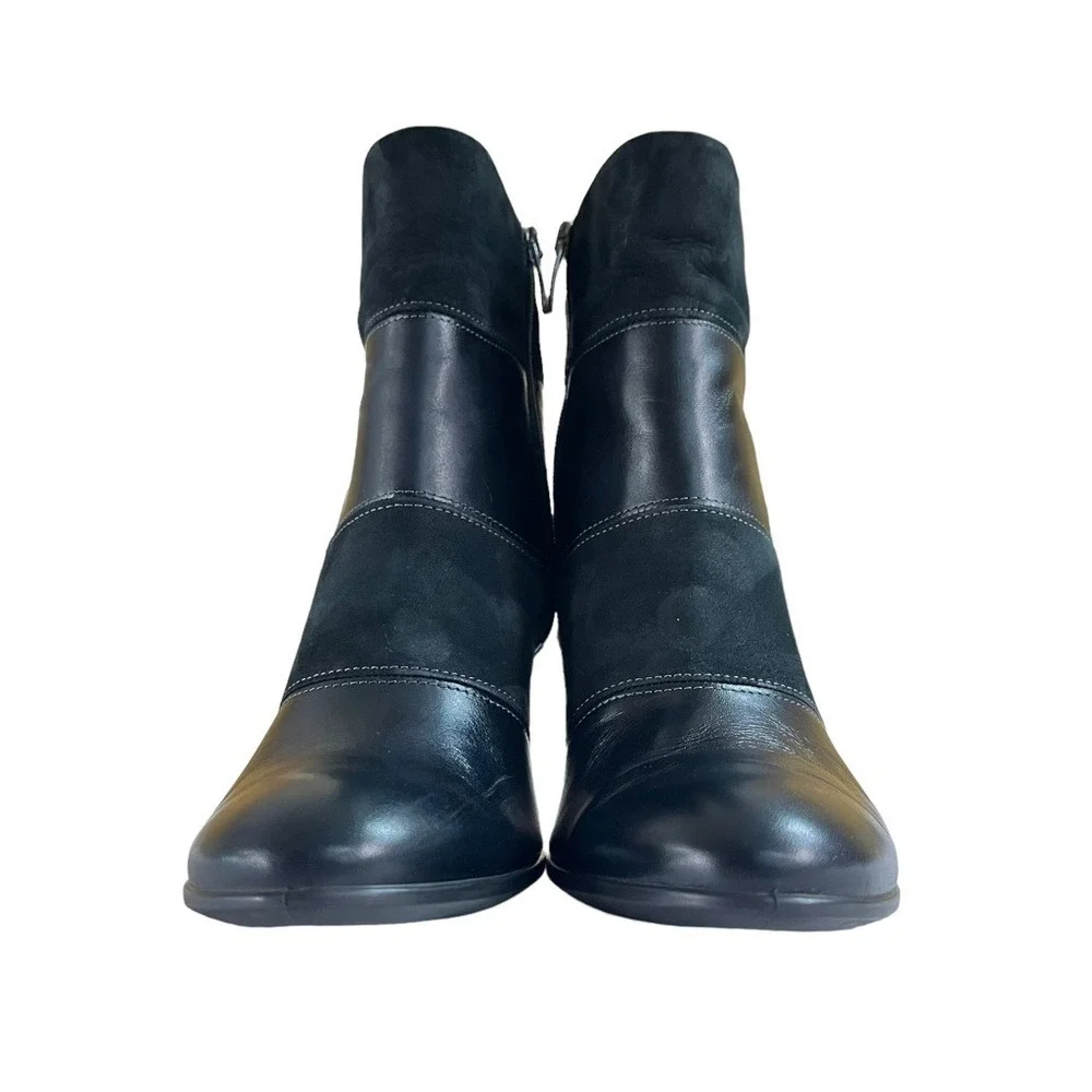 Ecco Boots Womens Size 7-7.5 Black Ankle Side Zipper Heel Booties‎